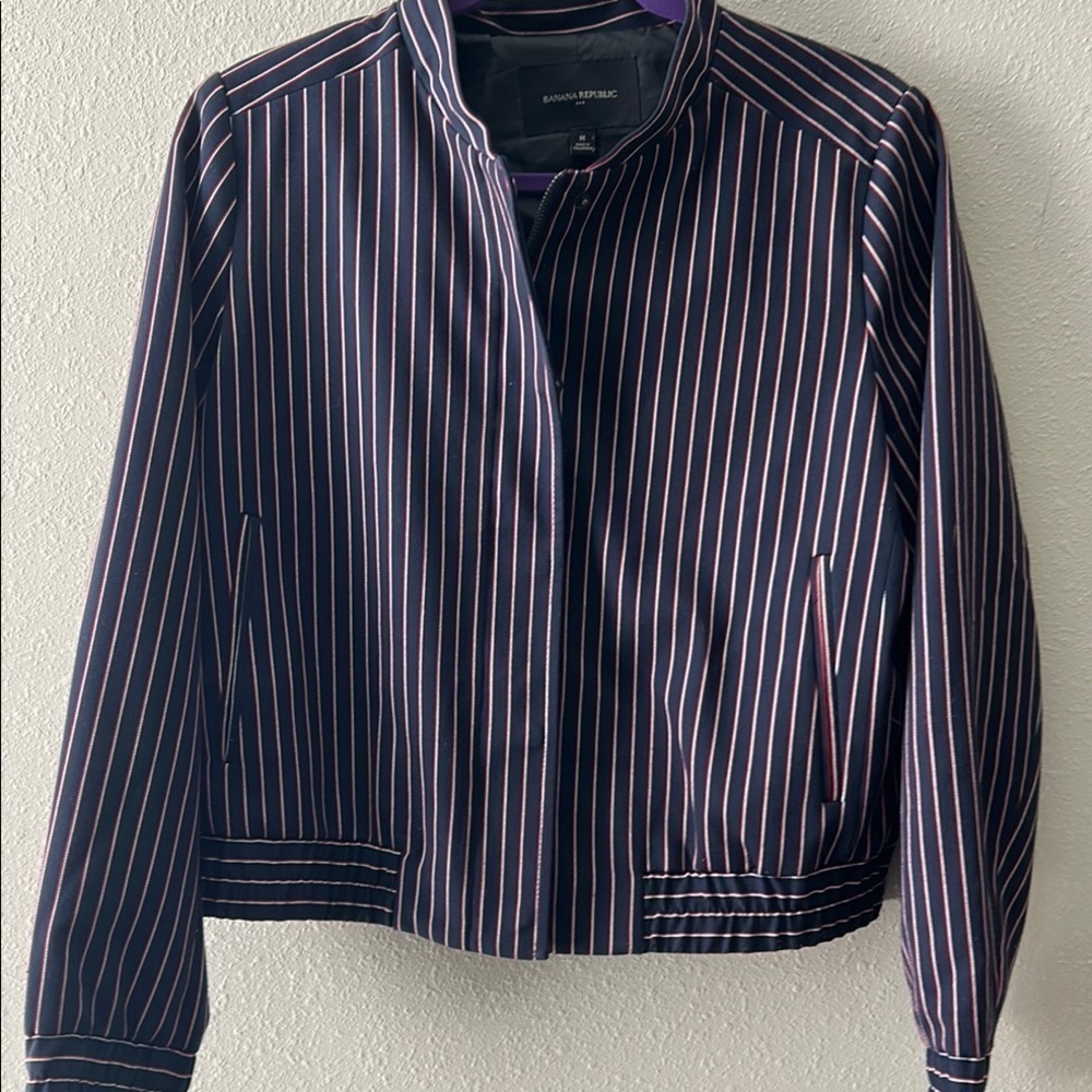 *Banana Republic Blue and White Blazer with Stripes